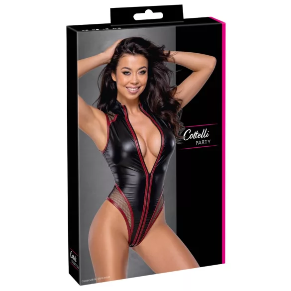 Cottelli - body in rete con cerniera (nero)