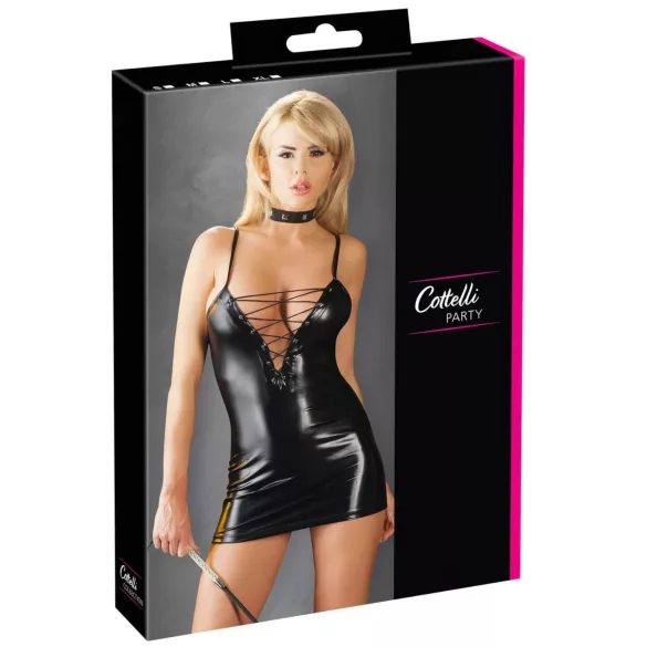 Cottelli - abito lucido con lacci (nero) - XL