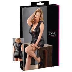 Cottelli Plus Size - abito lucido con pizzo - nero - XXL