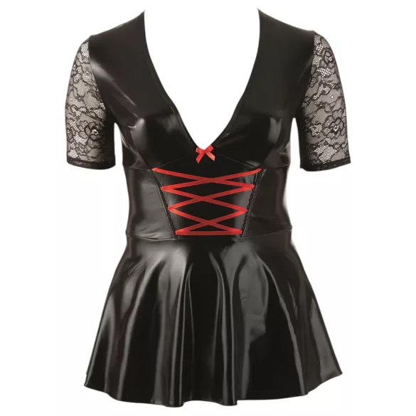 Cottelli Plus Size - abito lucido - corsetto rosso - nero