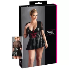   Cottelli Plus Size - abito lucido - corsetto rosso - nero - XXL