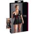 Cottelli Plus Size - abito lucido - corsetto rosso - nero - XXL