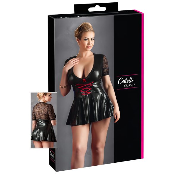 Cottelli Plus Size - abito lucido rosso con corsetto (nero) - XXXXL