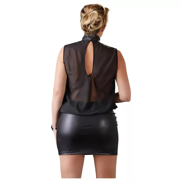 Cottelli Plus Size - abito trasparente chiffon lucido - nero - 2XL