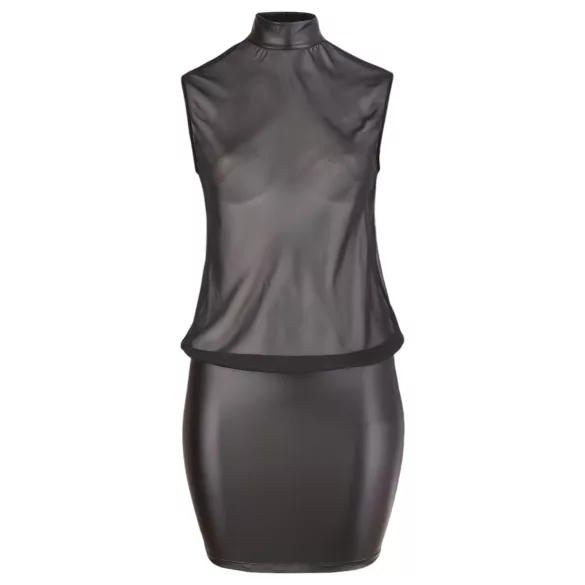 Cottelli Plus Size - abito trasparente chiffon lucido - nero - 2XL