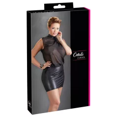   Cottelli Plus Size - abito trasparente chiffon lucido - nero - 3XL