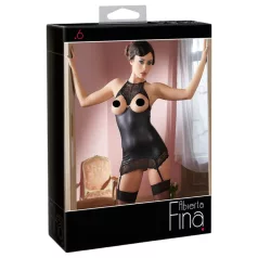 Abierta Fina - minidress sensuale - tessuto lucido - nero