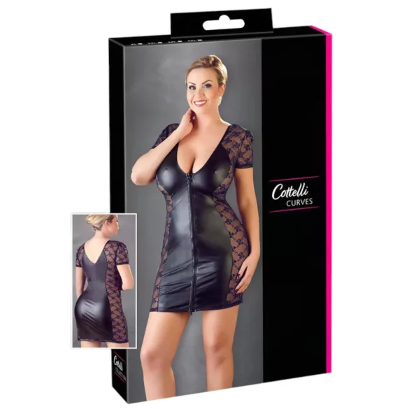 Cottelli Plus Size - abito combinato pizzo e fiocco - nero - 4XL