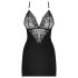 Obsessive 828-CHE-1 - Abito con spalline di strass e perizoma (nero) - L/XL