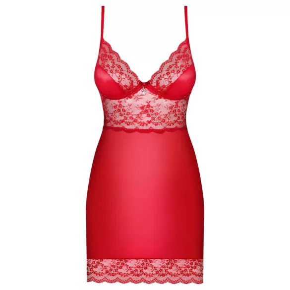 Obsessive Lovica - babydoll in pizzo con perizoma - rosso - L/XL