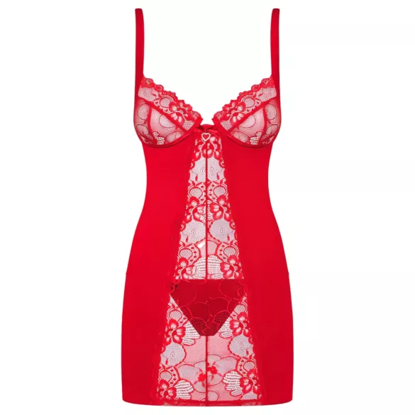 Obsessive - babydoll con tanga - pizzo rosso - L/XL