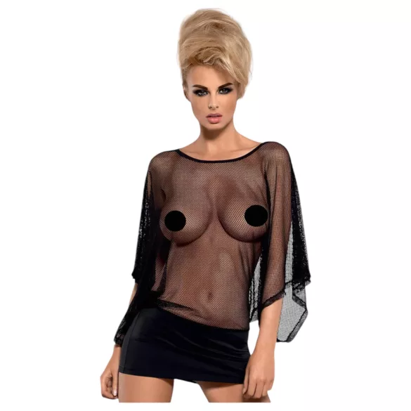 Obsessive - minivestito trasparente con perizoma - nero - L/XL