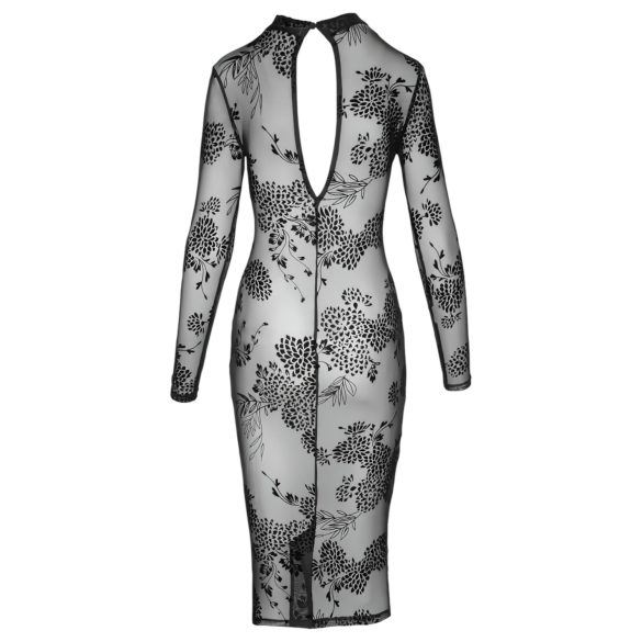 Noir - vestito trasparente a fiori, manica lunga (nero)