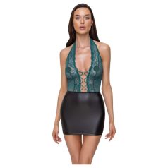 Cottelli - abito sexy pizzo e lucido con lacci - nero verde