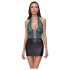 Cottelli - abito lucido con pizzo e lacci (nero-verde) - XL