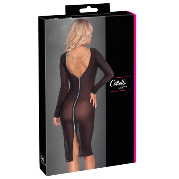 Cottelli Party - abito trasparente con zip - nero - L