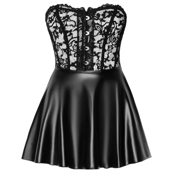 Noir - minidress lucido con top in pizzo - nero - L