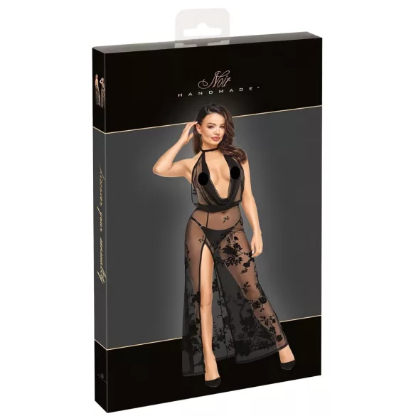 Noir - Maxi abito trasparente floreale (nero)