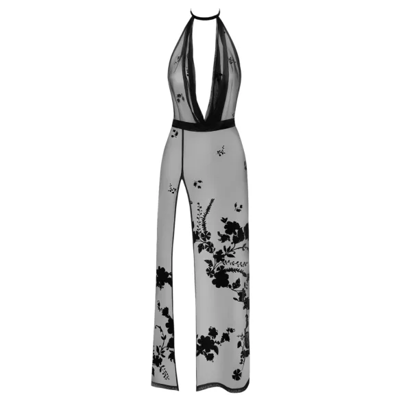 Noir - Maxi abito trasparente floreale (nero)