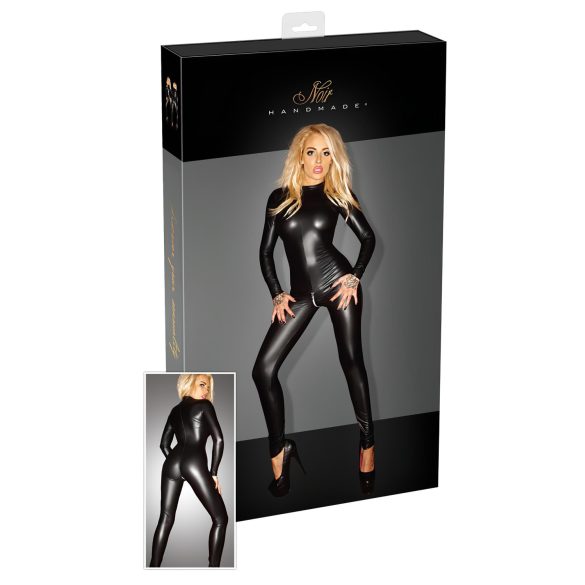 Noir - Tuta lunga lucida a maniche lunghe (nera) - XL