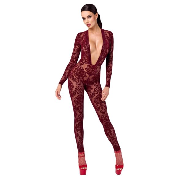 Noir Kink Royal - bodystocking trasparente - rosso - L