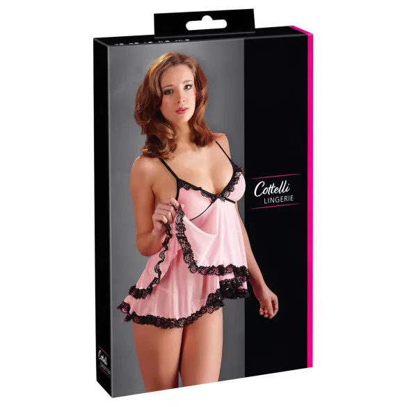 Cottelli - Babydoll trasparente con volant - lingerie sexy - XXL