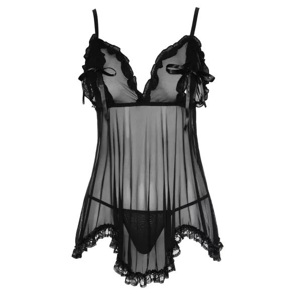 Cottelli - Babydoll trasparente con volant - nero