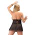 Cottelli Plus Size - babydoll in pizzo nero leggero