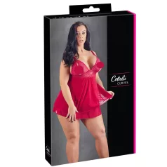 Cottelli Plus Size - babydoll trasparente in pizzo - rosso