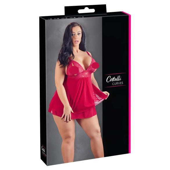 Cottelli Taglie Forti - babydoll rosso in pizzo leggero