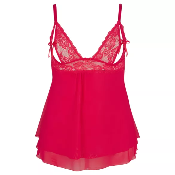 Cottelli Plus Size - babydoll trasparente in pizzo - rosso