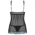 Obsessive - babydoll ricamato e perizoma - nero turchese
