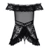 Obsessive - babydoll con volant e perizoma - nero