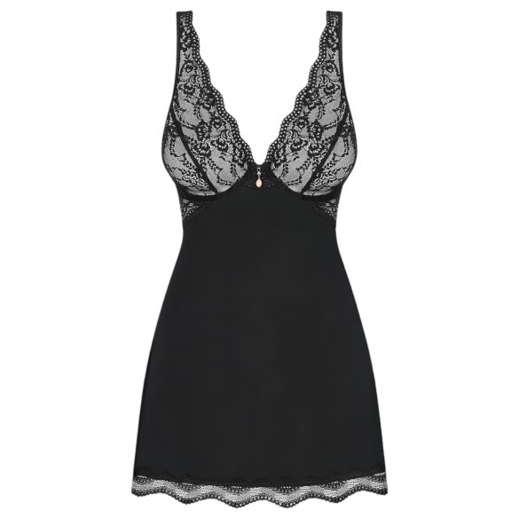 Obsessive Luvae - baby doll floreale con strass e perizoma nero - L/XL