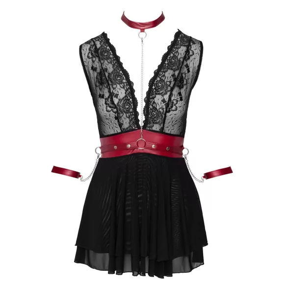 Cottelli Bondage - Babydoll in pizzo nero con collarino