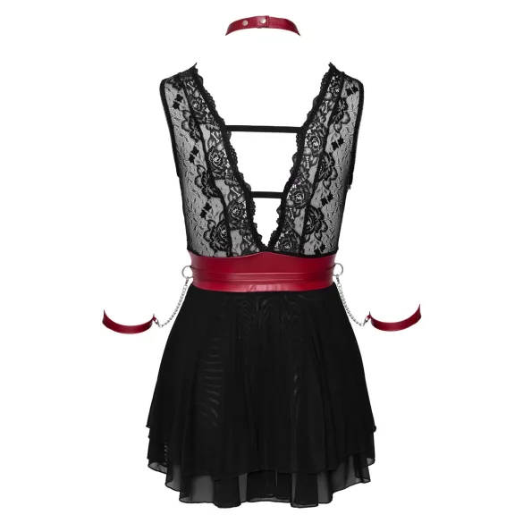 Cottelli Bondage - Babydoll in pizzo nero con collarino - L