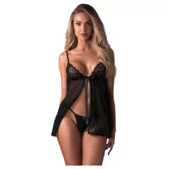 Obsessive - babydoll in pizzo nero con perizoma