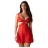 Obsessive - babydoll trasparente in pizzo rosso con perizoma