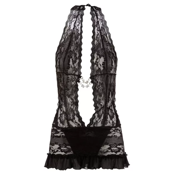 Cottelli - Abito mini in pizzo con collo - nero - XL