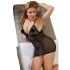 Cottelli Plus Taglie - Camicia da notte in pizzo trasparente (nero)