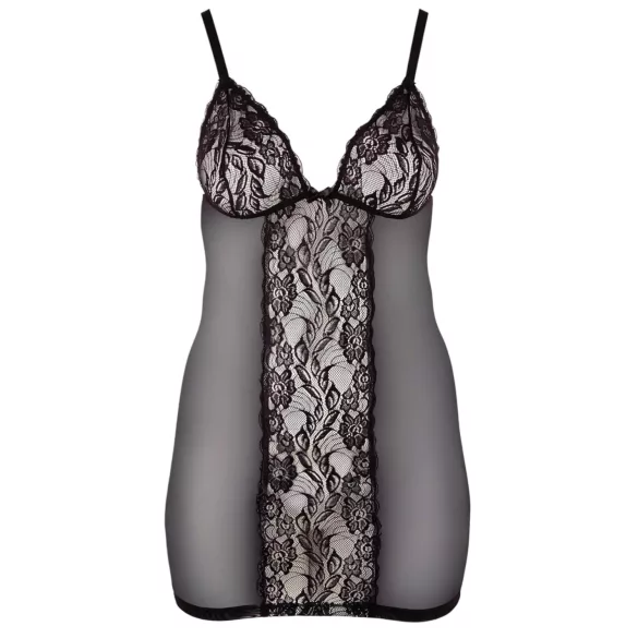 Cottelli Plus Size - babydoll trasparente in pizzo - nero - 3XL