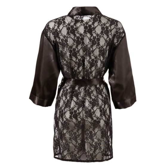Cottelli - Kimono corto in raso e pizzo (nero) - L/XL