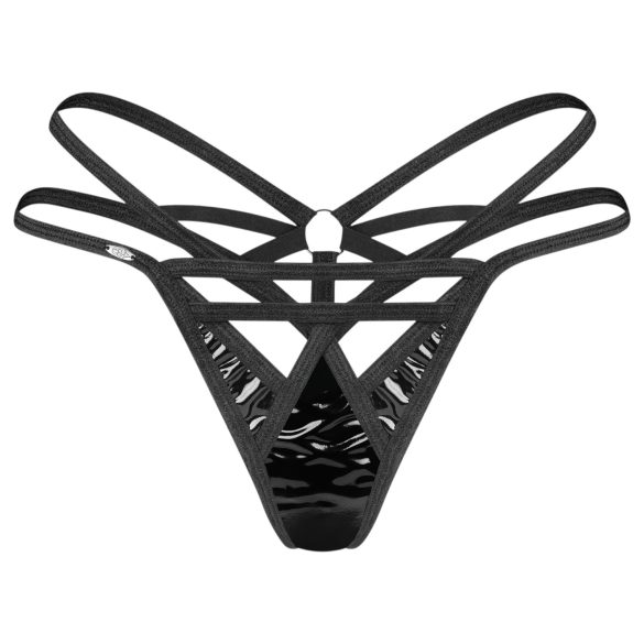 Obsessive Keira - Tanga lucida con spalline (nero)