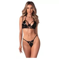 Obsessive Keira Lise - set reggiseno lucido - nero - L/XL