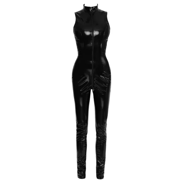 Black Level - tuta intera lucida con zip - nero