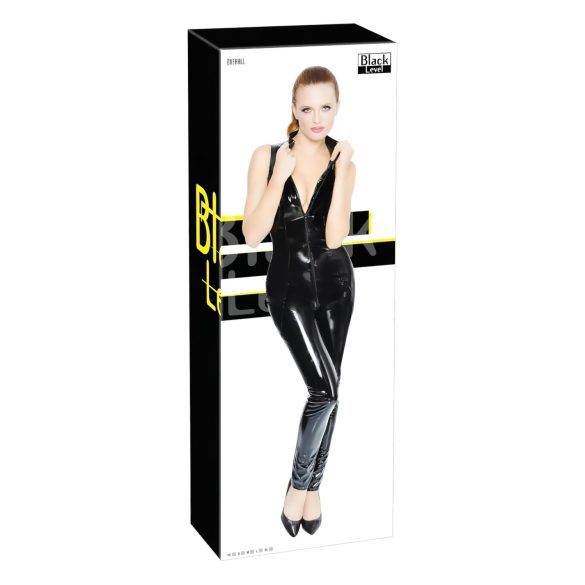 Black Level - tuta lucida con zip (nera) - L
