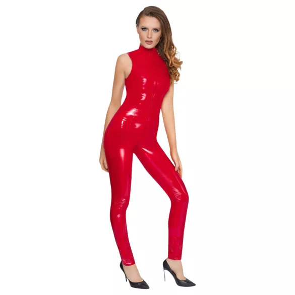 Black Level - tuta erotica senza maniche con zip - rosso - L