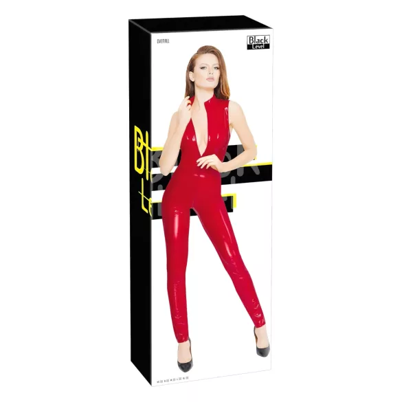 Black Level - tuta erotica senza maniche con zip - rosso - M