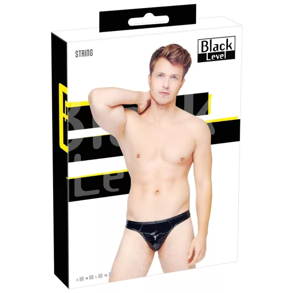 Black Level - tanga uomo classico in vinile nero