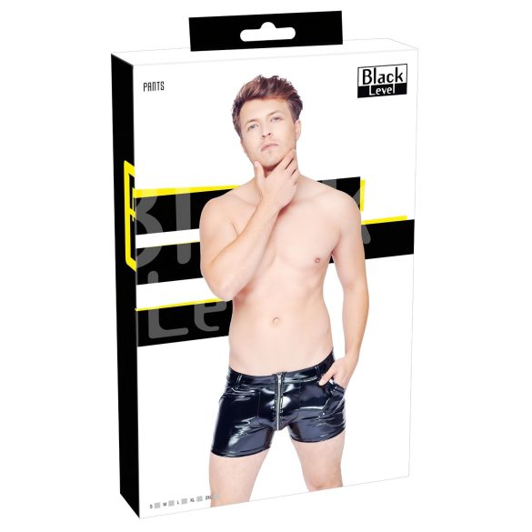 Black Level - Shorts in vernice neri con tasche laterali - M